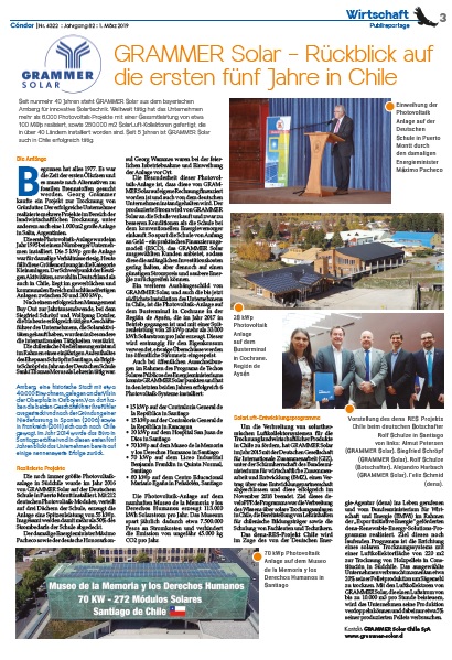 Condor Publirreportaje 5 Jahre GRAMMER Solar in Chile
